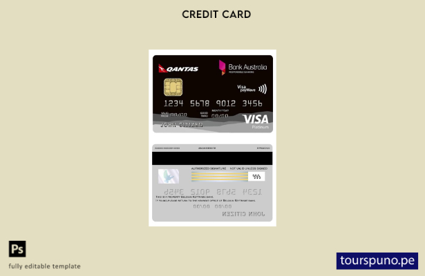 listo para imprimir plantilla de tarjeta Visa Platinum Rewards de Australia Bank